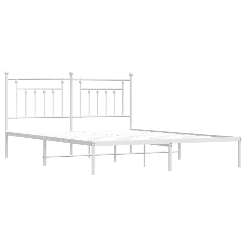 vidaXL Bedframe met hoofdbord metaal wit 183x213 cm afbeelding