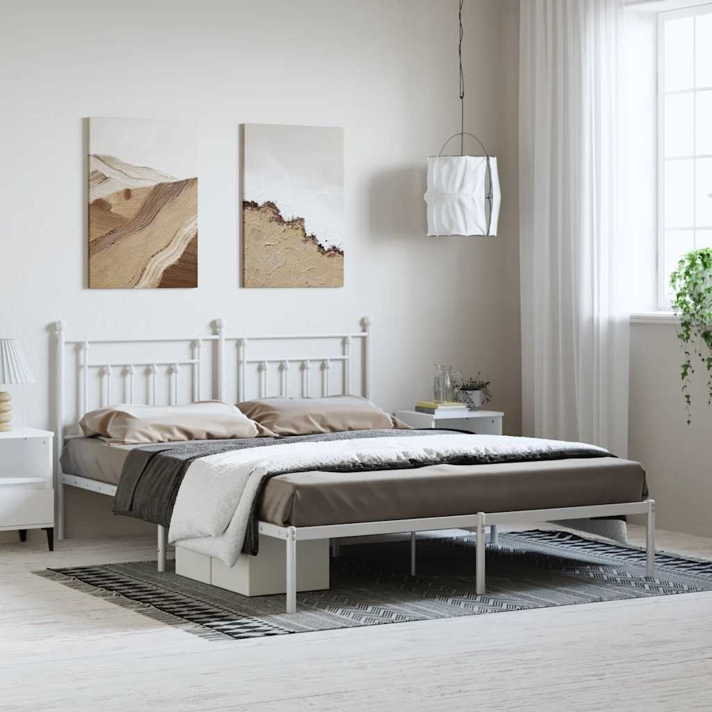 vidaXL Metallinen sängynrunko päädyllä valkoinen 183x213 cm
