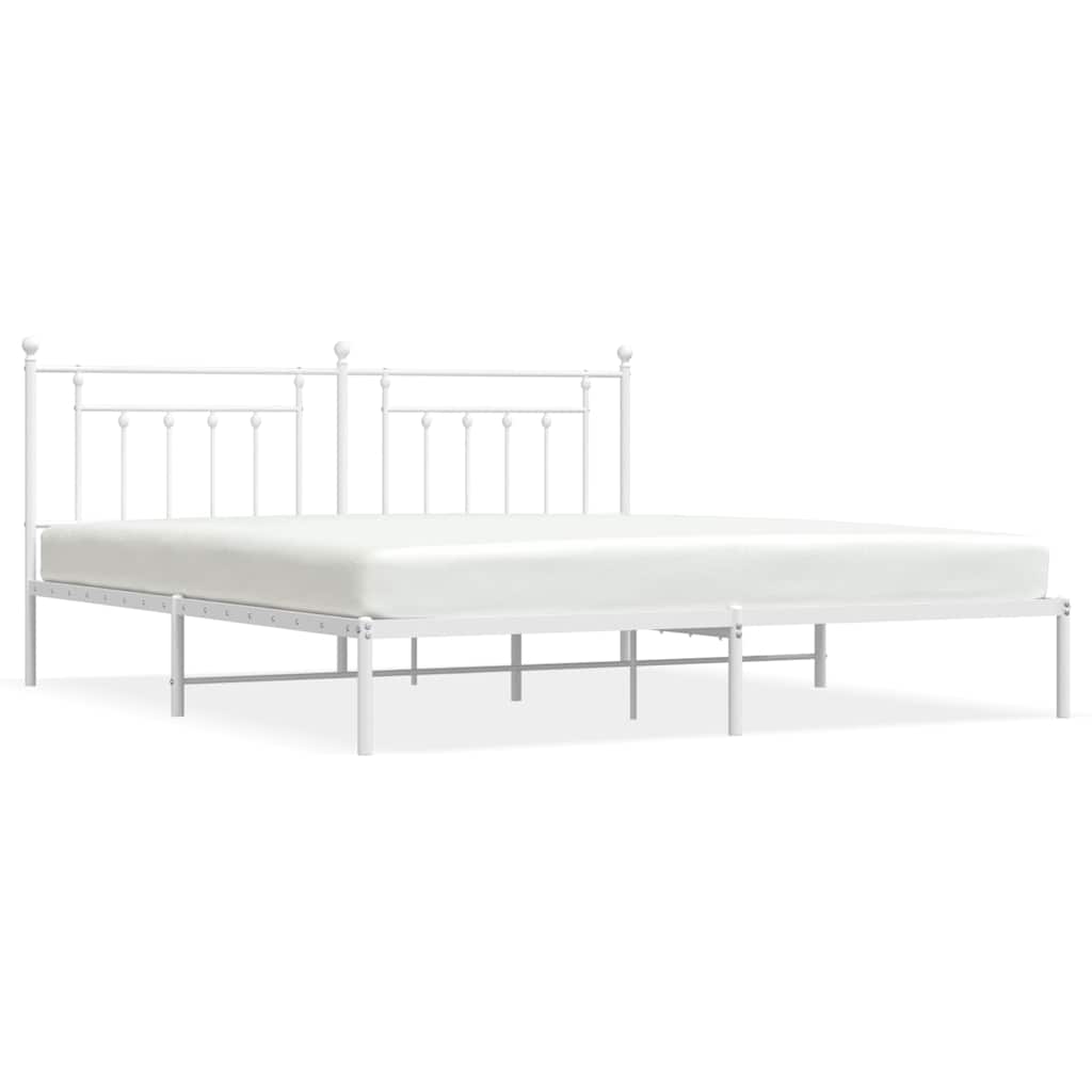 vidaXL Bedframe met hoofdbord metaal wit 193x203 cm, foto 3