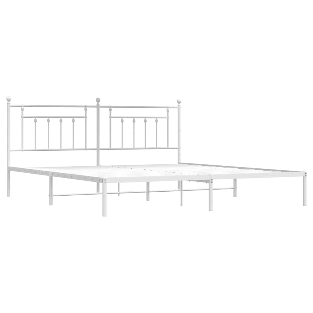 vidaXL Bedframe met hoofdbord metaal wit 193x203 cm afbeelding