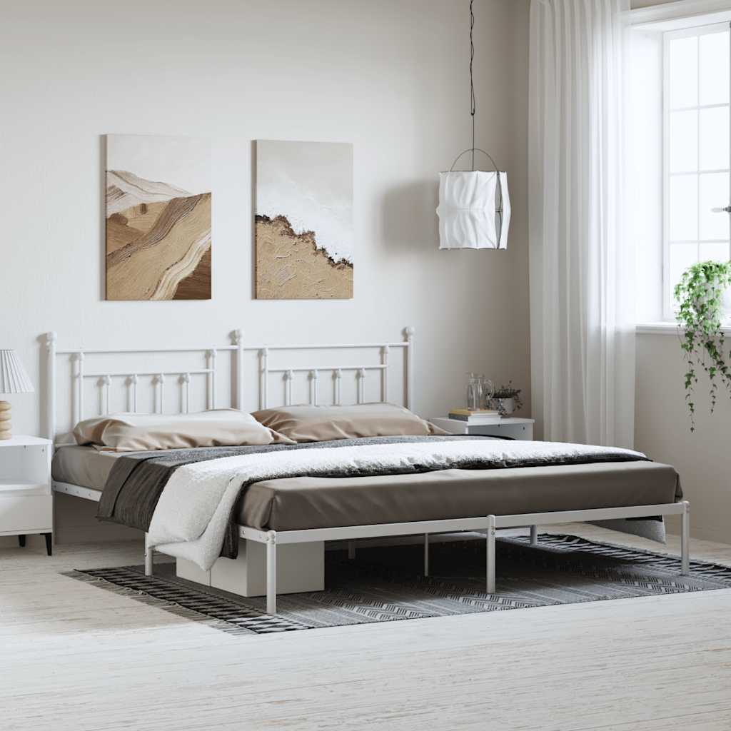 vidaXL Bettgestell mit Kopfteil Metall Weiß 193x203 cm