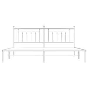 Kovový rám postele s čelem bílý 200 x 200 cm - obrázek 6