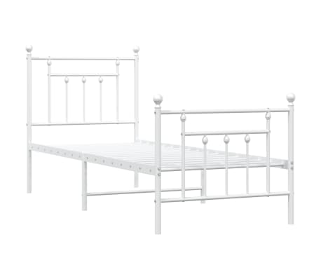 vidaXL Metal Bed Frame without Mattress with Footboard White 75x190cm