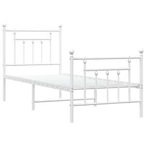 vidaXL Metal Bed Frame without Mattress with Footboard White 75x190cm