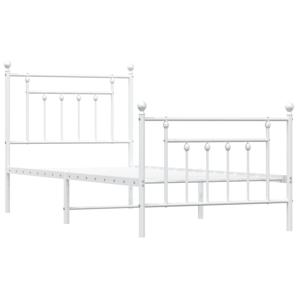 vidaXL Bedframe met hoofd- en voeteneinde metaal wit 80x200 cm afbeelding