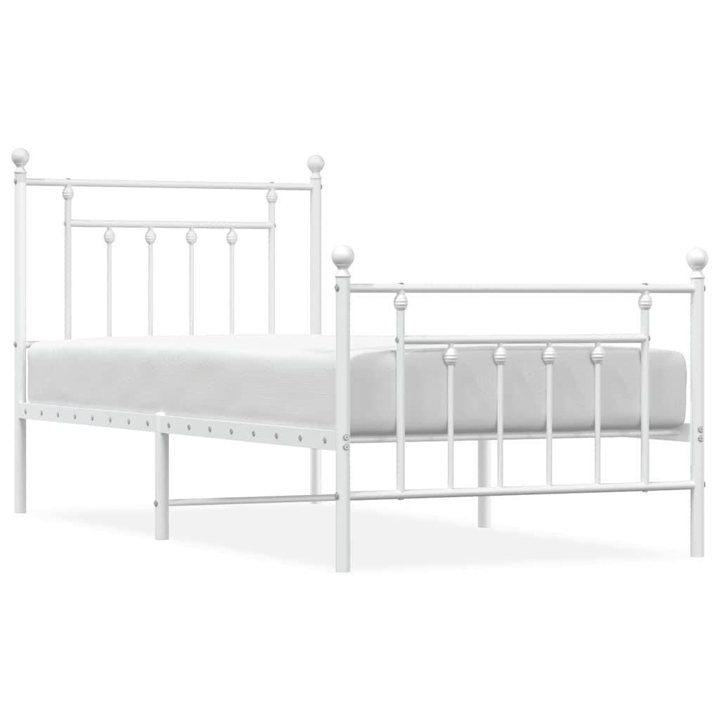 vidaXL Bedframe met hoofd- en voeteneinde metaal wit 90x190 cm, foto 3