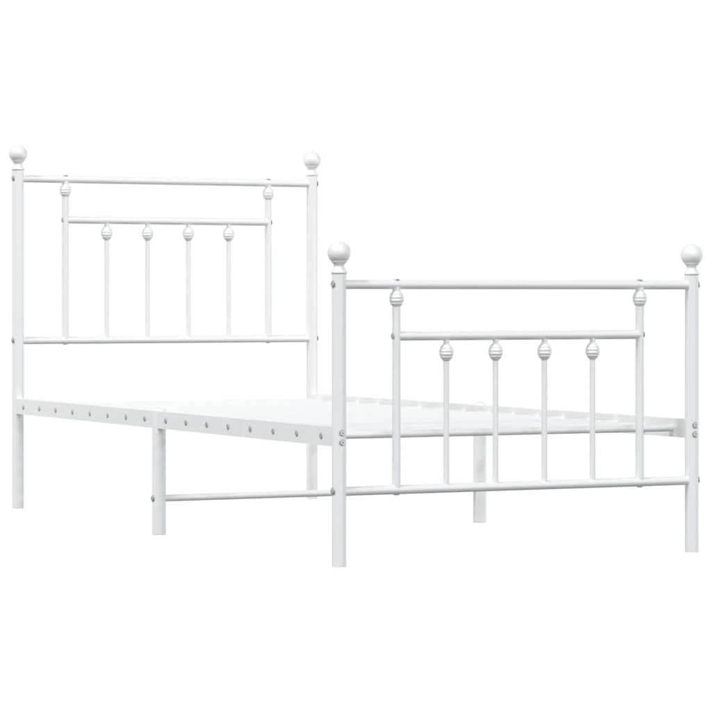vidaXL Bedframe met hoofd- en voeteneinde metaal wit 90x190 cm, foto 4