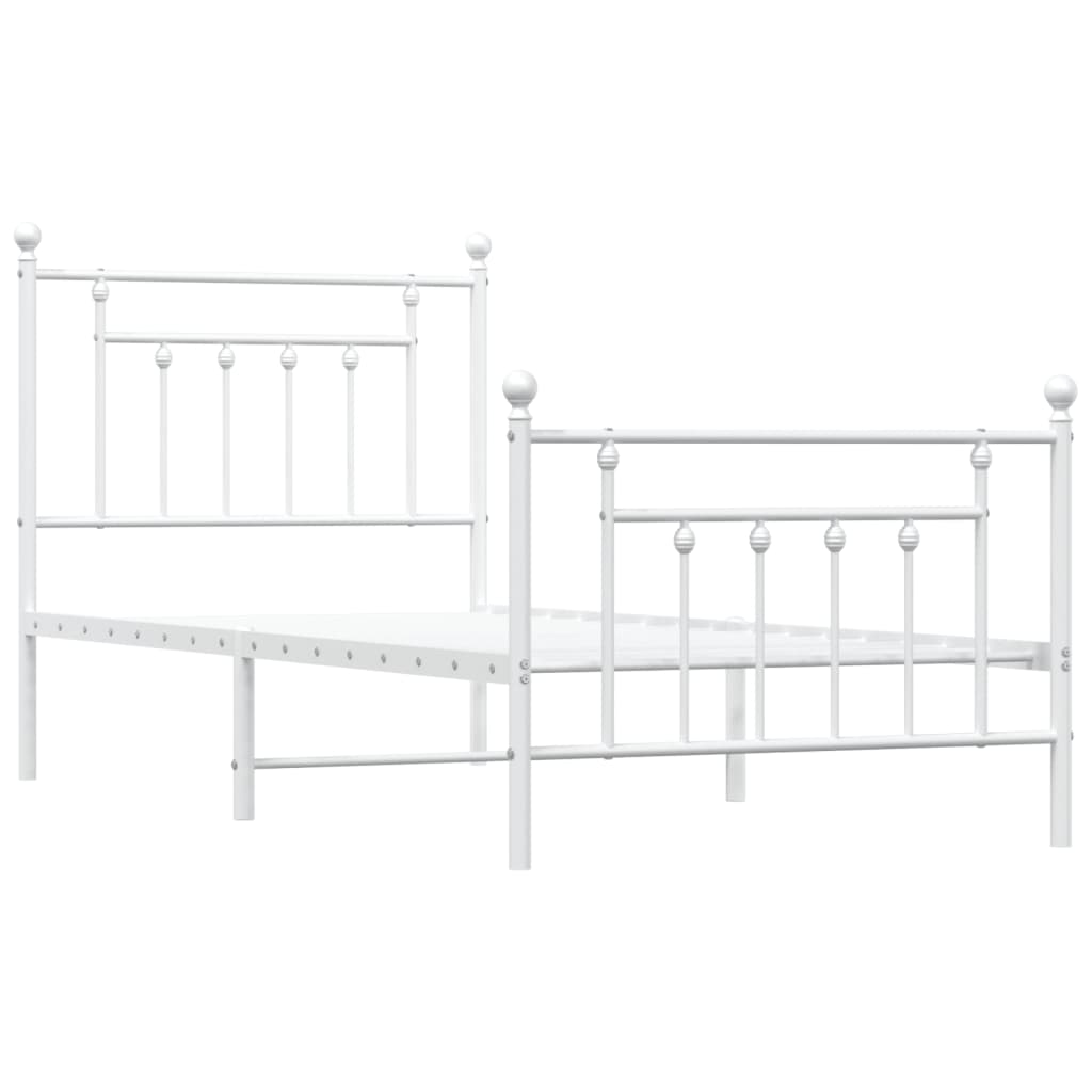 vidaXL Bedframe met hoofd- en voeteneinde metaal wit 90x200 cm afbeelding