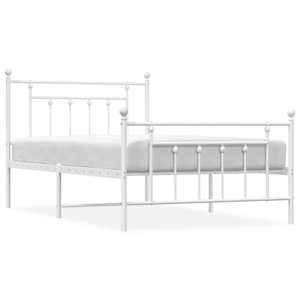 Kovový rám postele s hlavovým a nožním čelem bílý 100 x 200 cm - obrázek 2