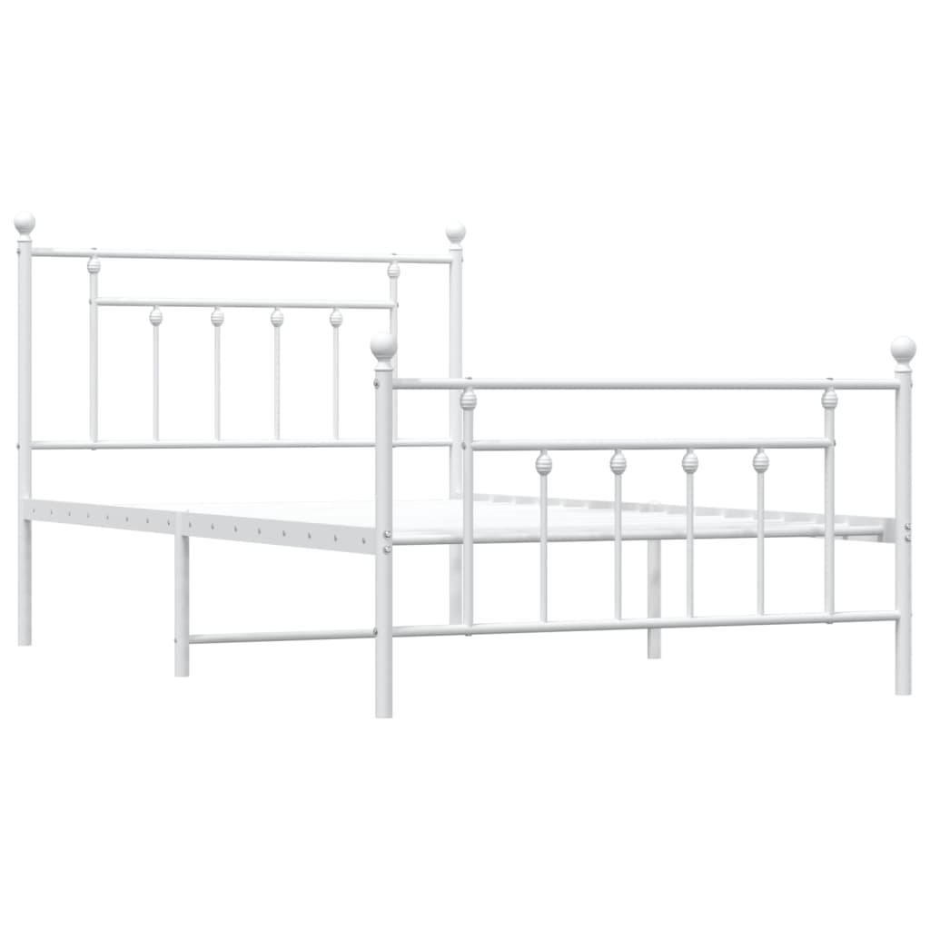 vidaXL Bedframe met hoofd- en voeteneinde metaal wit 100x200 cm