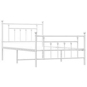 Kovový rám postele s hlavovým a nožním čelem bílý 100 x 200 cm - obrázek 3