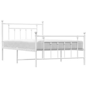 Kovový rám postele s hlavovým a nožním čelem bílý 100 x 200 cm - obrázek 5