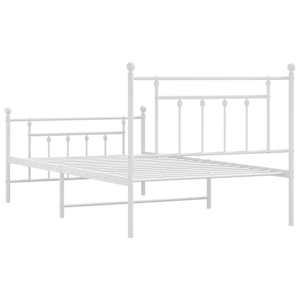 Kovový rám postele s hlavovým a nožním čelem bílý 100 x 200 cm - obrázek 8