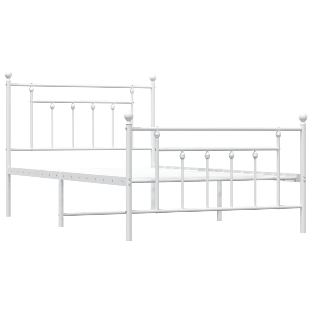 vidaXL Bedframe met hoofd- en voeteneinde metaal wit 107x203 cm afbeelding
