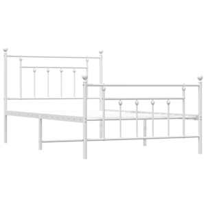 Kovový rám postele s hlavovým a nožním čelem bílý 107 x 203 cm - obrázek 3
