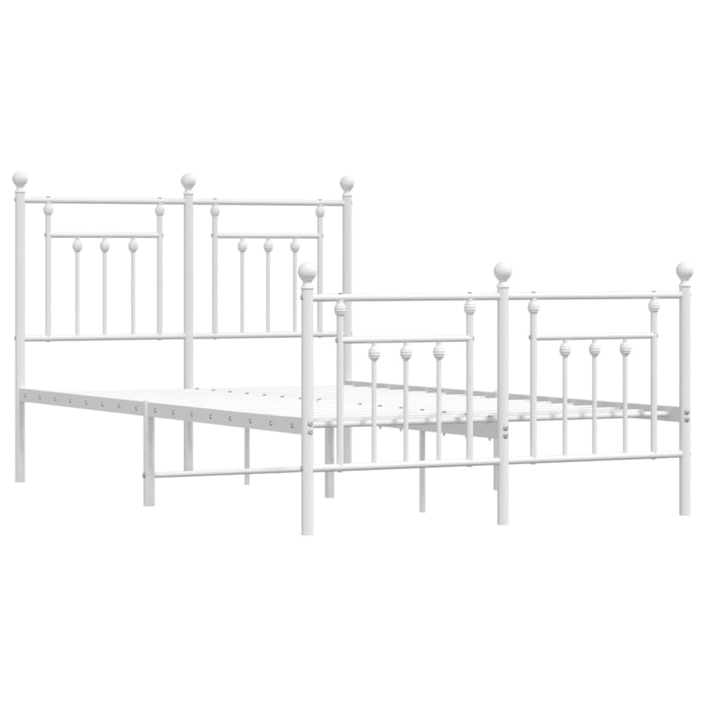 vidaXL Bedframe met hoofd- en voeteneinde metaal wit 120 x 190 cm afbeelding