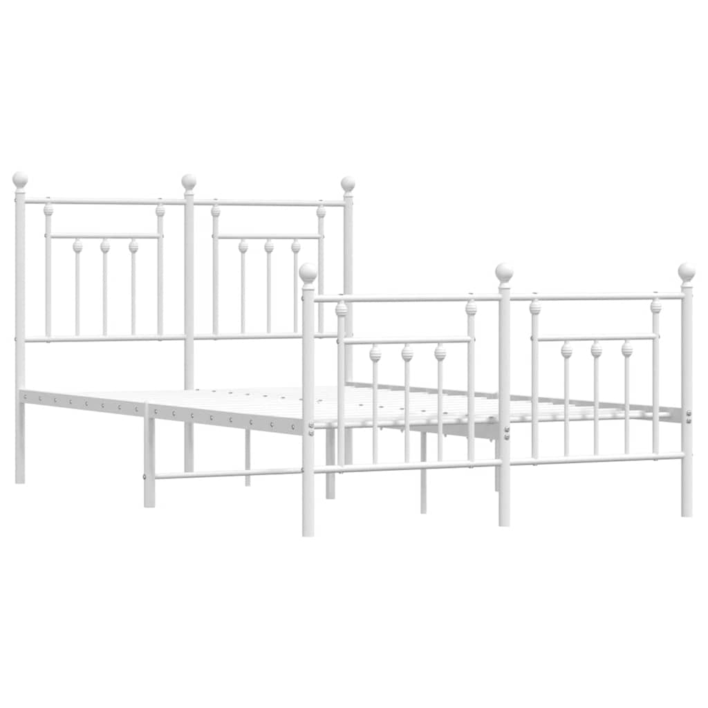 vidaXL Bedframe met hoofd- en voeteneinde metaal wit 135x190 cm afbeelding
