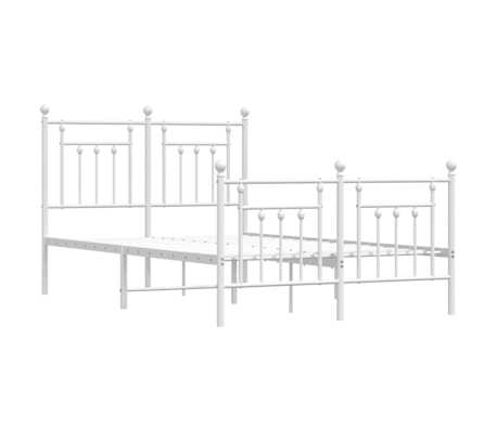 vidaXL Metal Bed Frame without Mattress with Footboard White 135x190cm