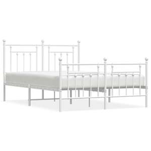 Kovový rám postele s hlavovým a nožním čelem bílý 150 x 200 cm - obrázek 2
