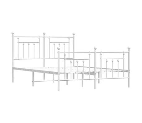vidaXL Cadre de lit m&eacute;tal sans matelas et pied de lit blanc 150x200 cm