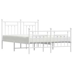 Kovový rám postele s hlavovým a nožním čelem bílý 150 x 200 cm - obrázek 5