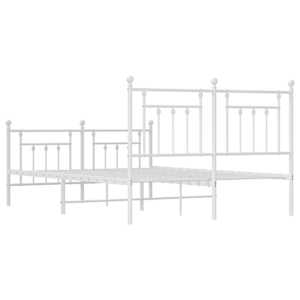 Kovový rám postele s hlavovým a nožním čelem bílý 150 x 200 cm - obrázek 8