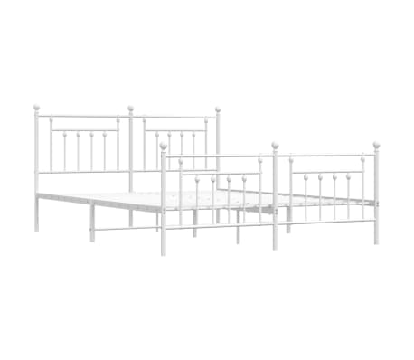 vidaXL Metal Bed Frame without Mattress with Footboard White 160x200cm