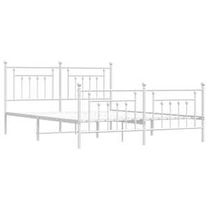 vidaXL Metal Bed Frame without Mattress with Footboard White 160x200cm