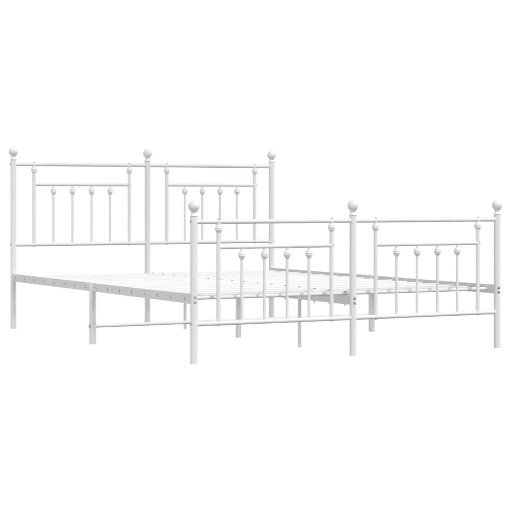 vidaXL Bedframe met hoofd- en voeteneinde metaal wit 180x200 cm afbeelding