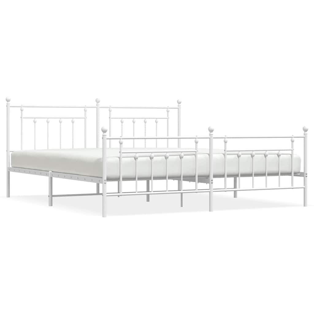 vidaXL Bedframe met hoofd- en voeteneinde metaal wit 193x203 cm, foto 3