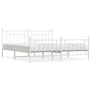 Kovový rám postele s hlavovým a nožním čelem bílý 200 x 200 cm - obrázek 2