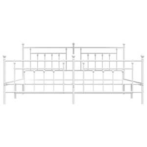 Kovový rám postele s hlavovým a nožním čelem bílý 200 x 200 cm - obrázek 6