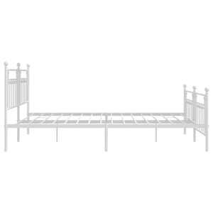 Kovový rám postele s hlavovým a nožním čelem bílý 200 x 200 cm - obrázek 7