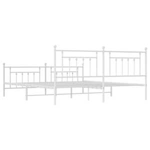 Kovový rám postele s hlavovým a nožním čelem bílý 200 x 200 cm - obrázek 8