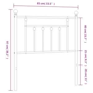 Kovové náhradní čelo postele bílé 80 cm - obrázek 7