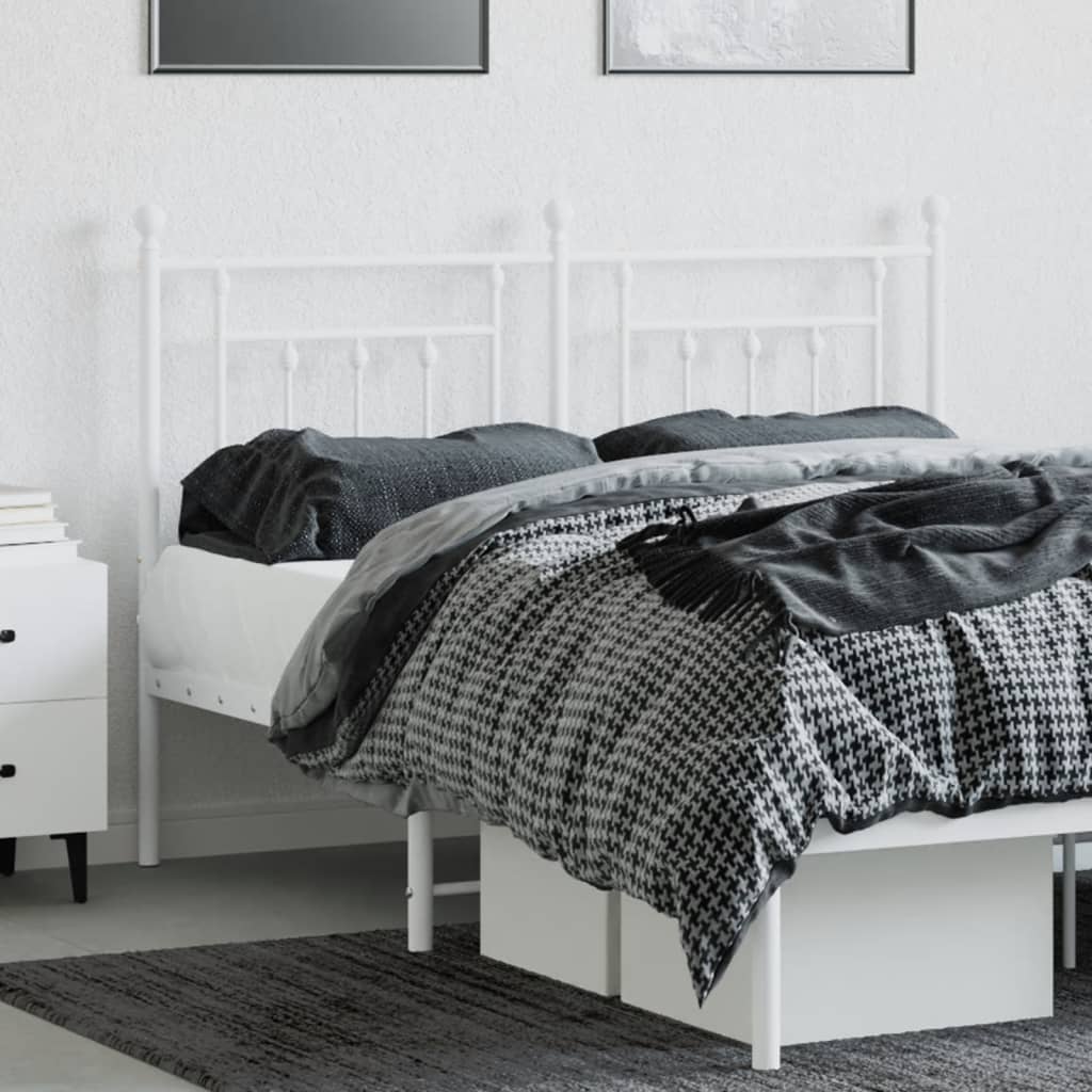 vidaXL Kovové čelo postele, biele 150cm