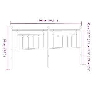 Kovové náhradní čelo postele bílé 200 cm - obrázek 7