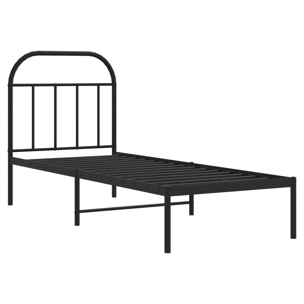 Thumbnail - vidaXL Bettgestell mit Kopfteil Metall Schwarz 75x190 cm