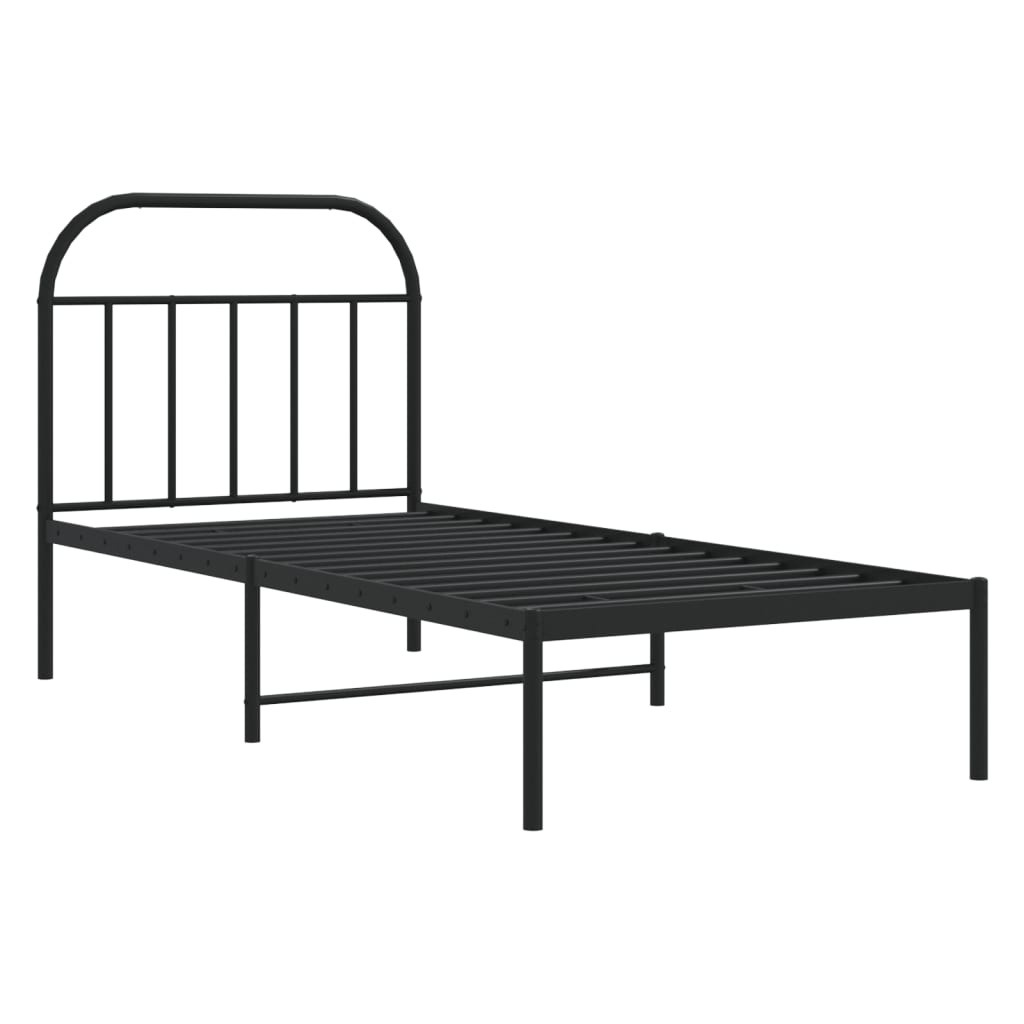 vidaXL Bedframe met hoofdbord metaal zwart 90x190 cm afbeelding
