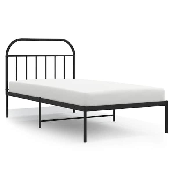 vidaXL metallist voodiraam peatsiga, must, 100x190 cm