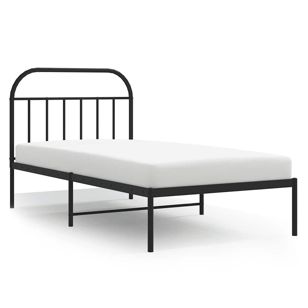 VidaXL Metal Bed Frame Without Mattress With Headboard Black 100x200cm