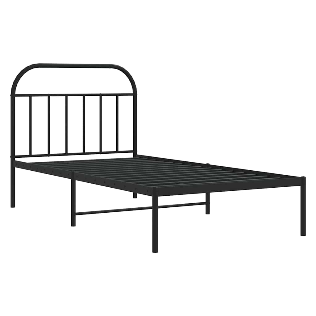 vidaXL Cadru de pat din metal cu tăblie, negru, 100x200 cm