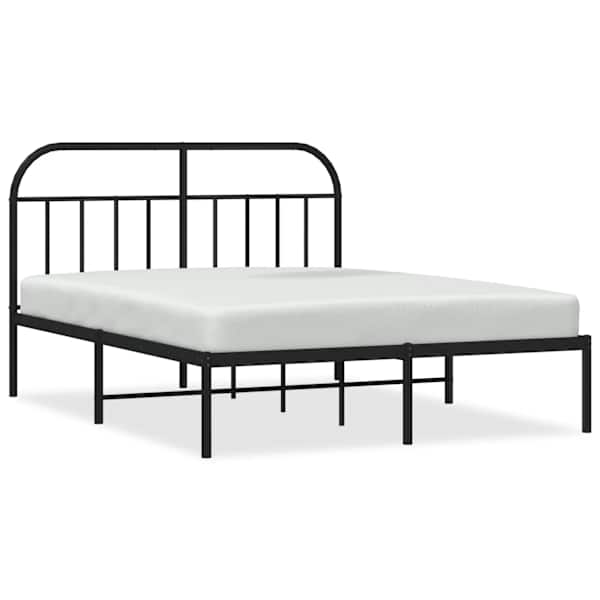 vidaXL metallist voodiraam peatsiga, must, 135x190 cm