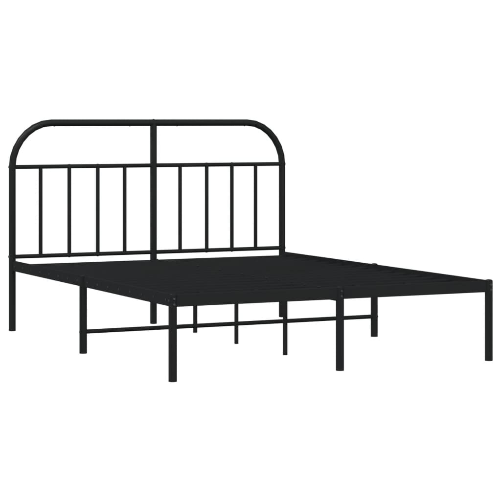 vidaXL Bedframe met hoofdbord metaal zwart 140x190 cm afbeelding