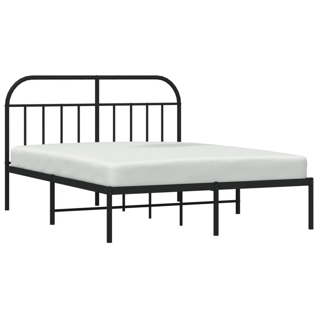 Kovový rám postele s čelem černý 140 x 200 cm