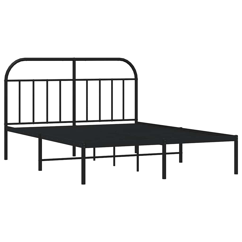 vidaXL Bedframe met hoofdbord metaal zwart 150x200 cm afbeelding
