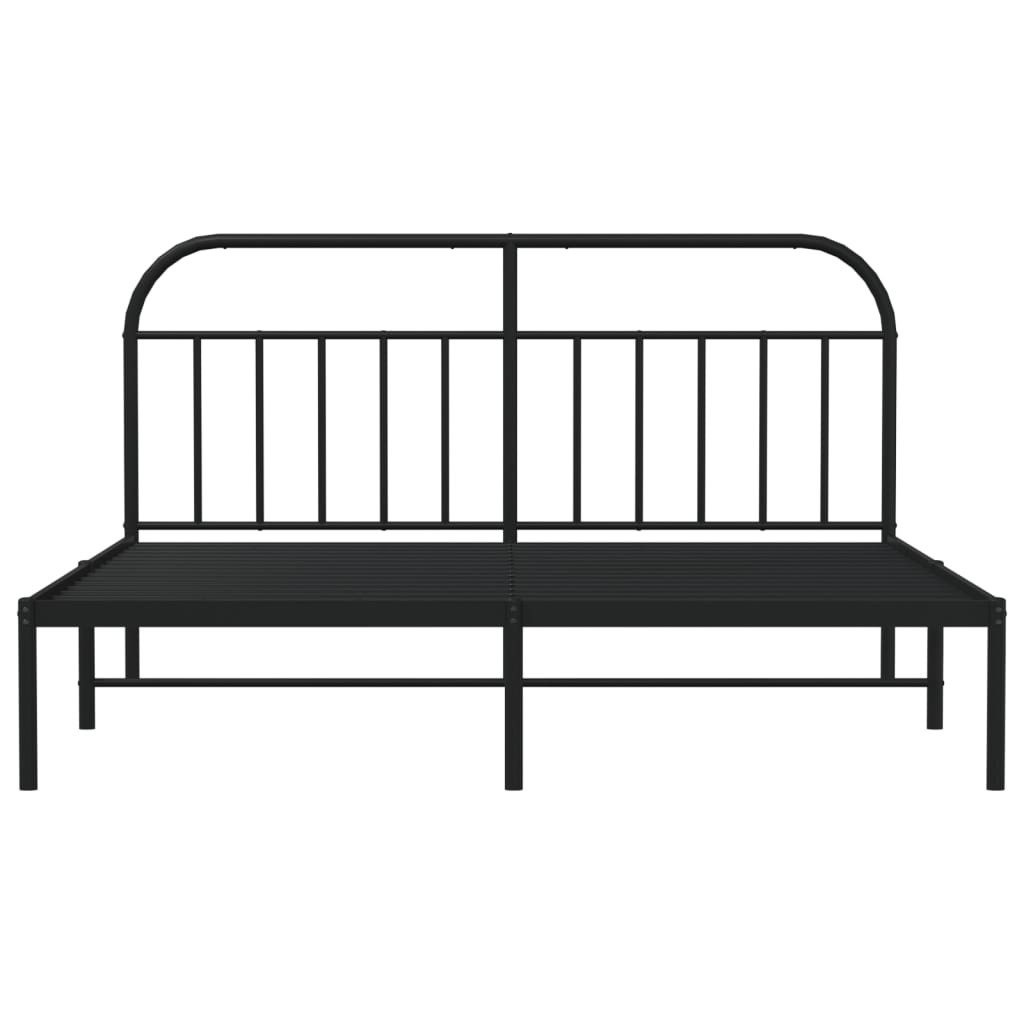 Kovový rám postele s čelem černý 160 x 200 cm