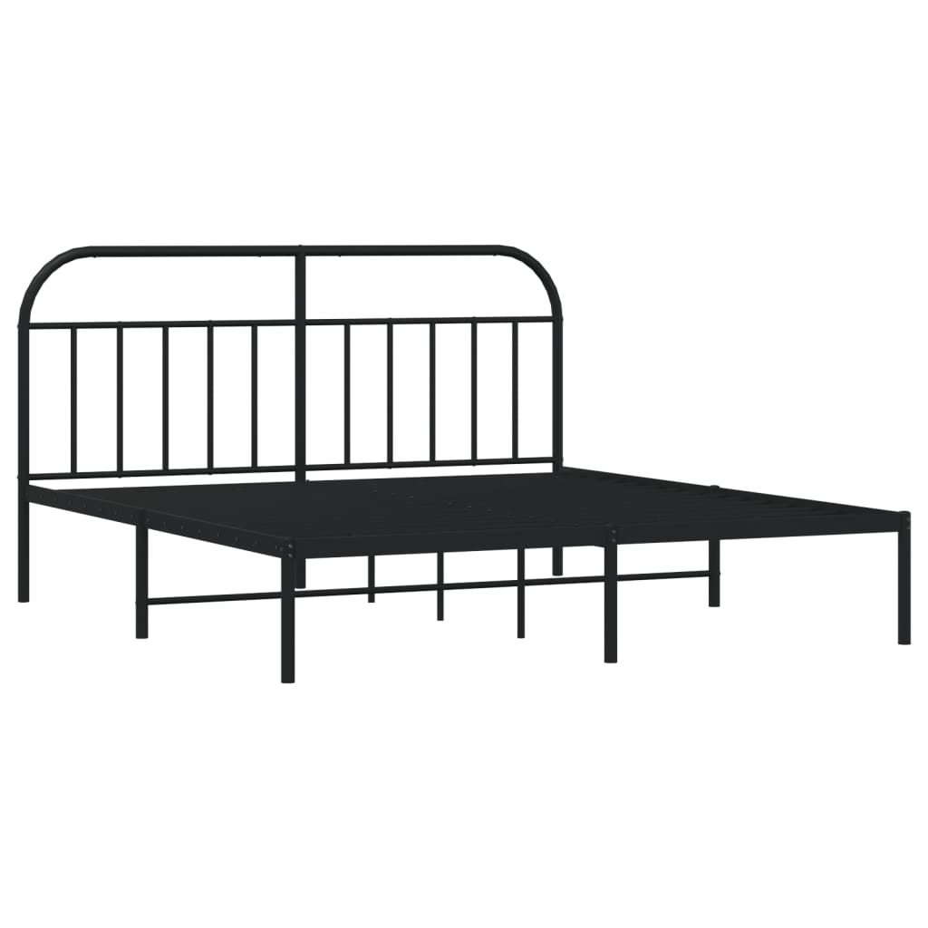 vidaXL Bedframe met hoofdbord metaal zwart 180x200 cm afbeelding