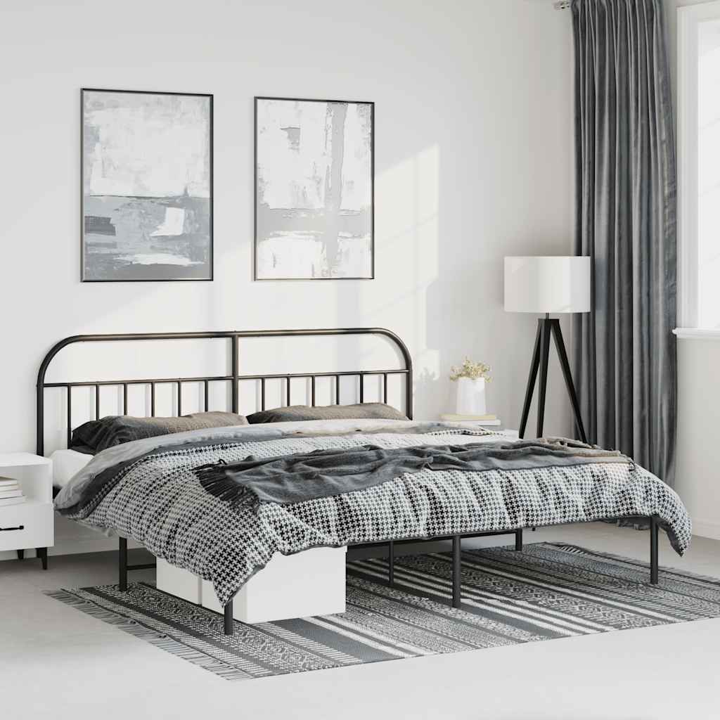 vidaXL Bettgestell mit Kopfteil Metall Schwarz 183x213 cm