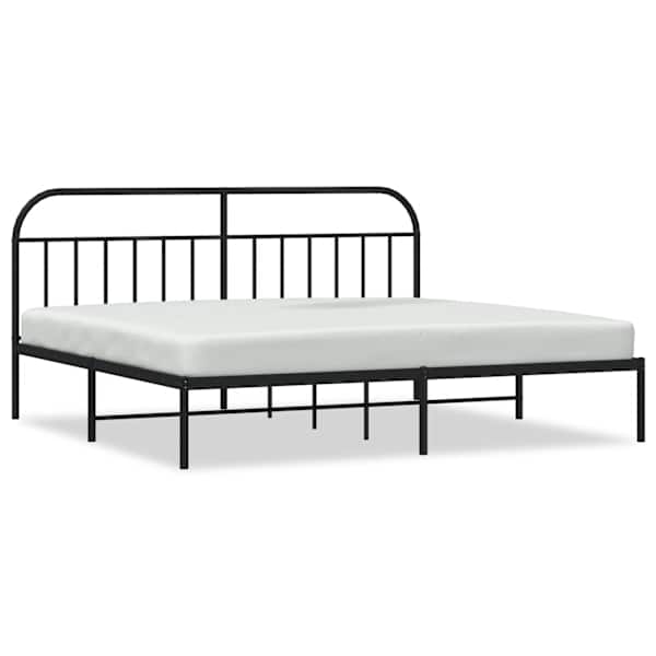 vidaXL metallist voodiraam peatsiga, must, 200x200 cm